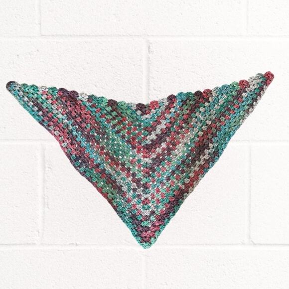 Handmade vintage crochet knit wrap/shaw/sweater, colorful, one size - Picture 4 of 6